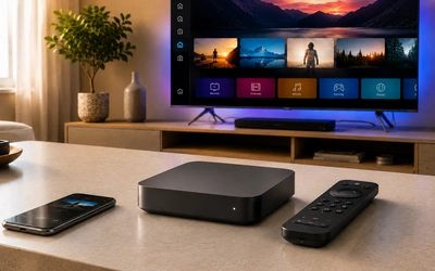 Boîtier TV premium avec télécommande moderne